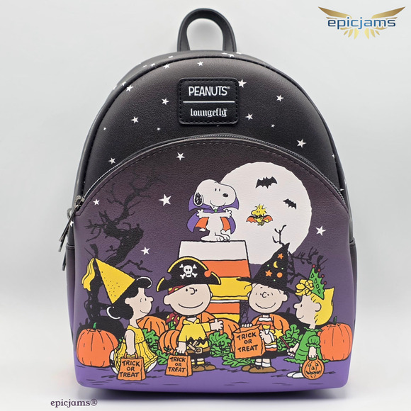 Loungefly Peanuts Snoopy Pumpkin Halloween Trick-Or-Treat Mini Backpack Bab New - Picture 1 of 6